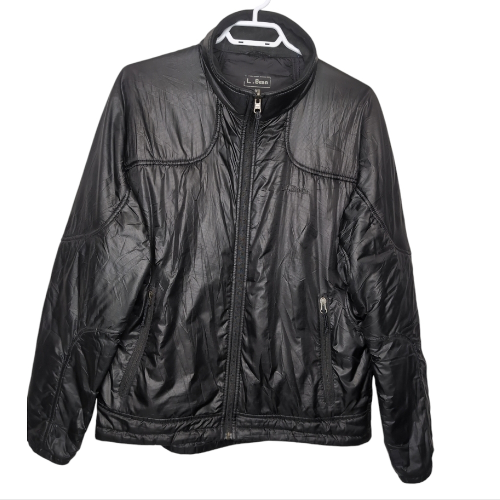 L.L.Bean Black Softshell Lightweight Primaloft Mens Winter Jacket Size M…